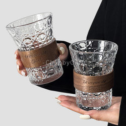 ins Hanging-Ear Coffee Cup, Iced American Latte Latte Art Cup, Japanese-Style Glass Cup, Anti-Scalding Tea Cup, High-Value Water Cup for Women