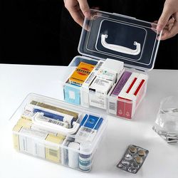 Cat Medicine Box, Household Transparent Emergency Small Portable Multi-Purpose Storage Box, Portable Medical Care and Medicine Organizing Box