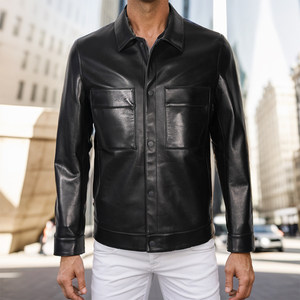 
Augustio's 24th autumn new product lapel leather jacket for men's business casual top layer sheepskin jacket