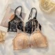 French lace breathable front buckle beautiful back large breasts show small sexy pure black small breasts gathering bra set adjustment