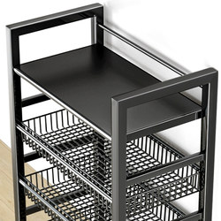 Mobile Kitchen Basket Storage Rack, Household Floor-Standing Multi-Layer Fruit and Vegetable Organizer, Multifunctional Oven and Microwave Pot Rack