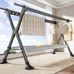 Floor-Standing Clothes Drying Rack for Home Use, Foldable Balcony Clothes Hanger, Indoor and Outdoor Clothes Hanging Rack, Telescopic Clothes Drying Rack, Quilt Drying Tool