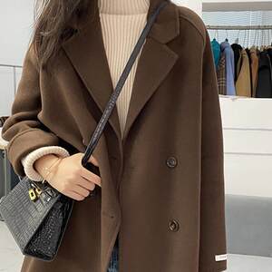 Double-sided wool coat for women mid-length 2025 autumn and winter Korean loose wool coat