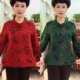 Spring new age reduction, loose belly, loose, thin cheongsam shirt, floral long -sleeved large size mother plate buckle bottom shirt