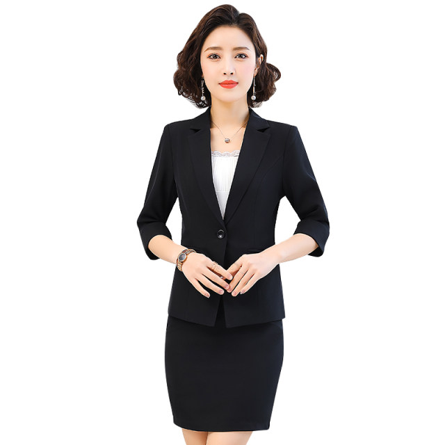 Fashional Mid-long Sleeve Pure Color Women's Suit