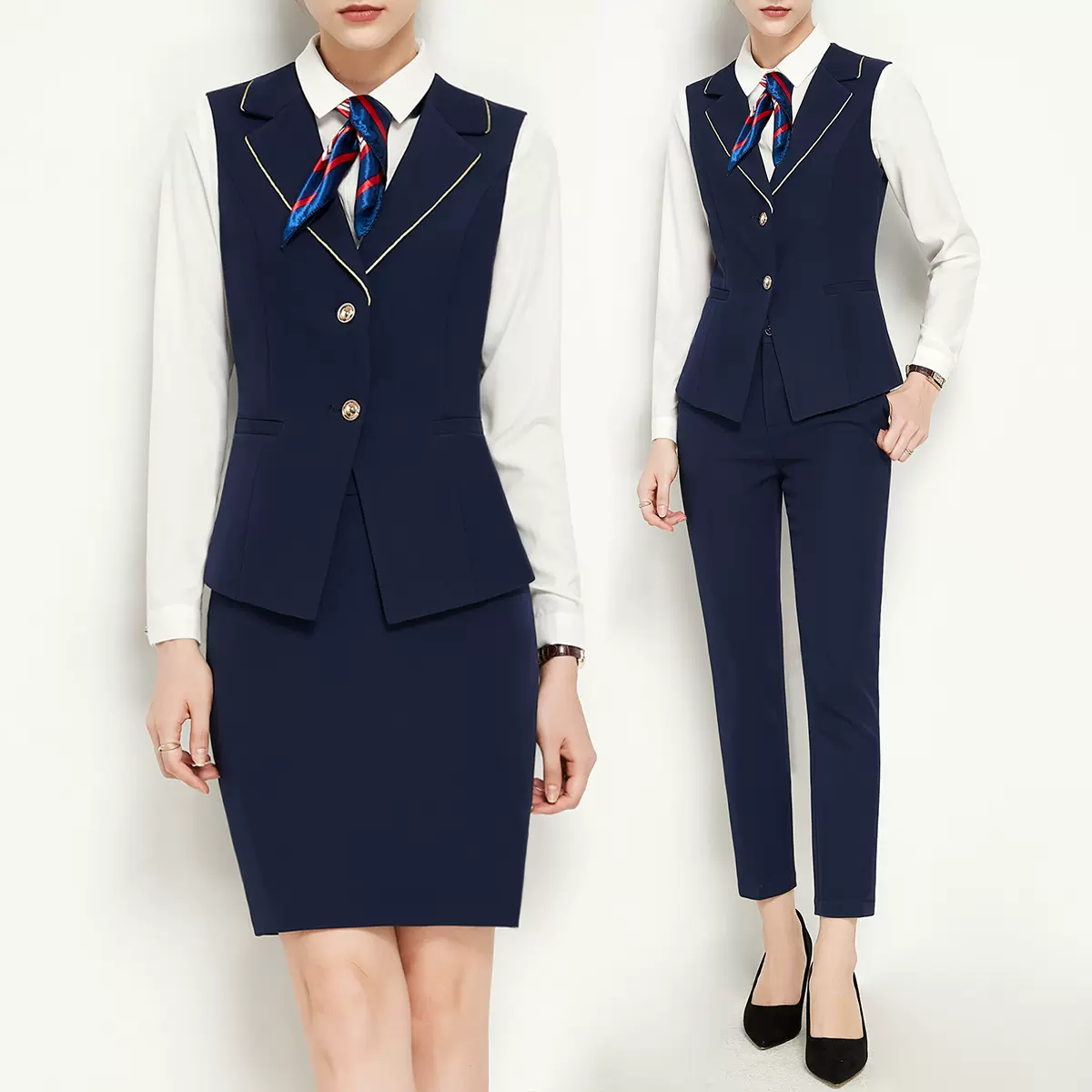 空姐制服職業套裝女春秋銀行櫃臺樣品屋展示中心工裝案場客服