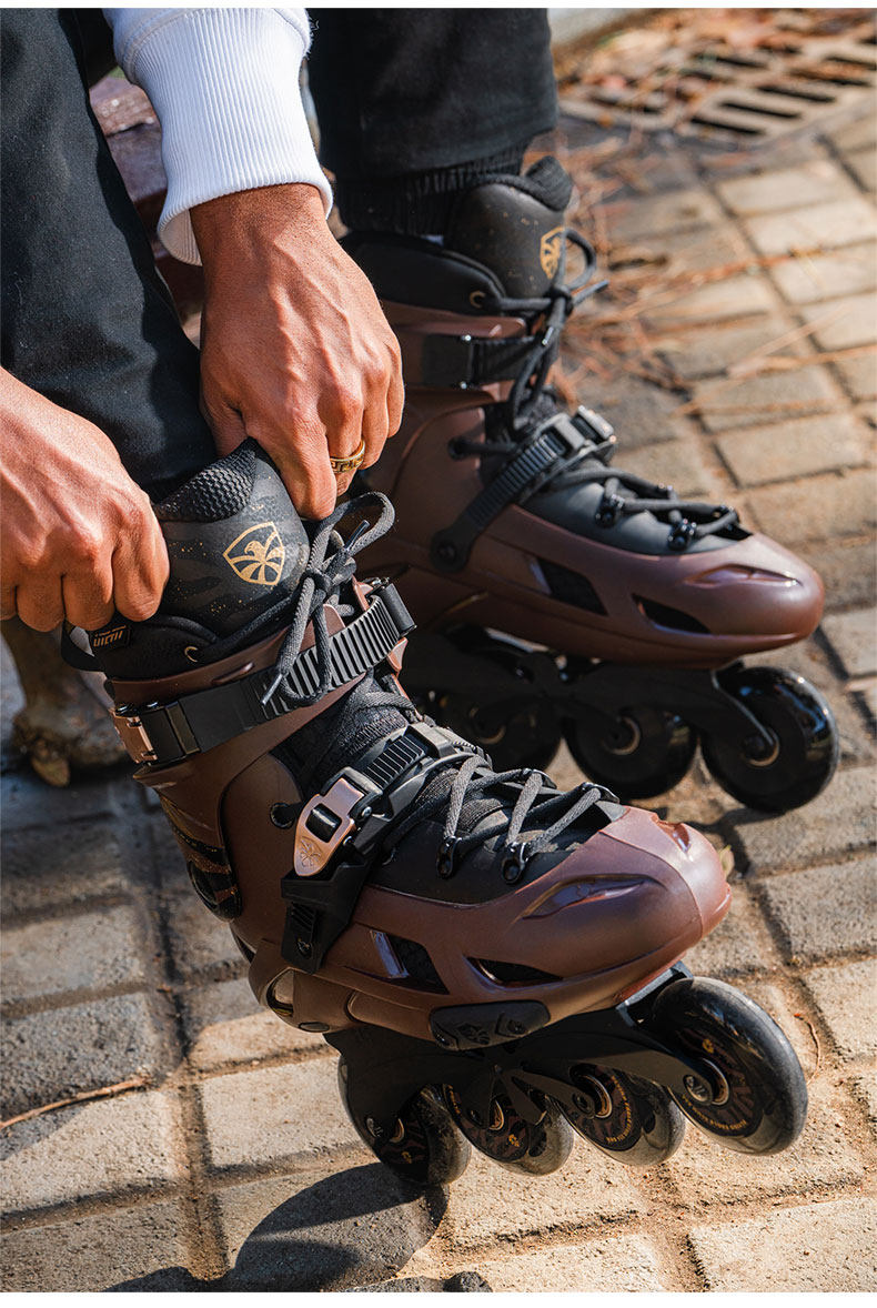 Flying Eagle F7 Optimum Inline Skates - Brown, Size 36, Dual-Density Shell, Lite-Fit Liner, Aluminum Frame, 76mm Wheels