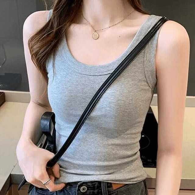 U -collar Modal threaded suspender vest ladies wear inside 2024 new summer spring and autumn sleeveless T -shirt top
