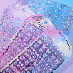 
Dreamy butterfly love pearl sticker girl crystal diamond gem sticker small pattern decoration children's reward sticker