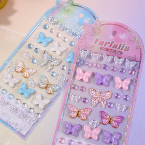 3d立体唯美蝴蝶水晶钻石贴画女孩宝石装饰手机壳贴纸儿童奖励粘贴
