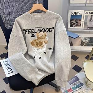 
Round neck sweatshirt women's spring and autumn thin thermal clothing 2025 new loose autumn and winter velvet thickened coat women's top