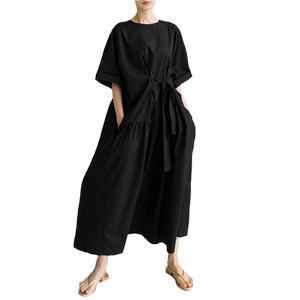 
Dark dress for women Korean mid-length over-knee irregular splicing A-line skirt for summer new lace-up skirt