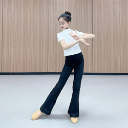 Children's Dance Clothing, Girls' Practice Clothing, High-Neck Short-Sleeved Bootcut Pants, Spring and Summer New Style, Professional Dance Exam Performance Clothing