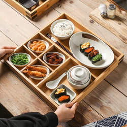 Japanese-Style B&B Breakfast Tableware Creative Ceramic Retro Divided Plate Food Box Tray Hotel Restaurant Commercial Set