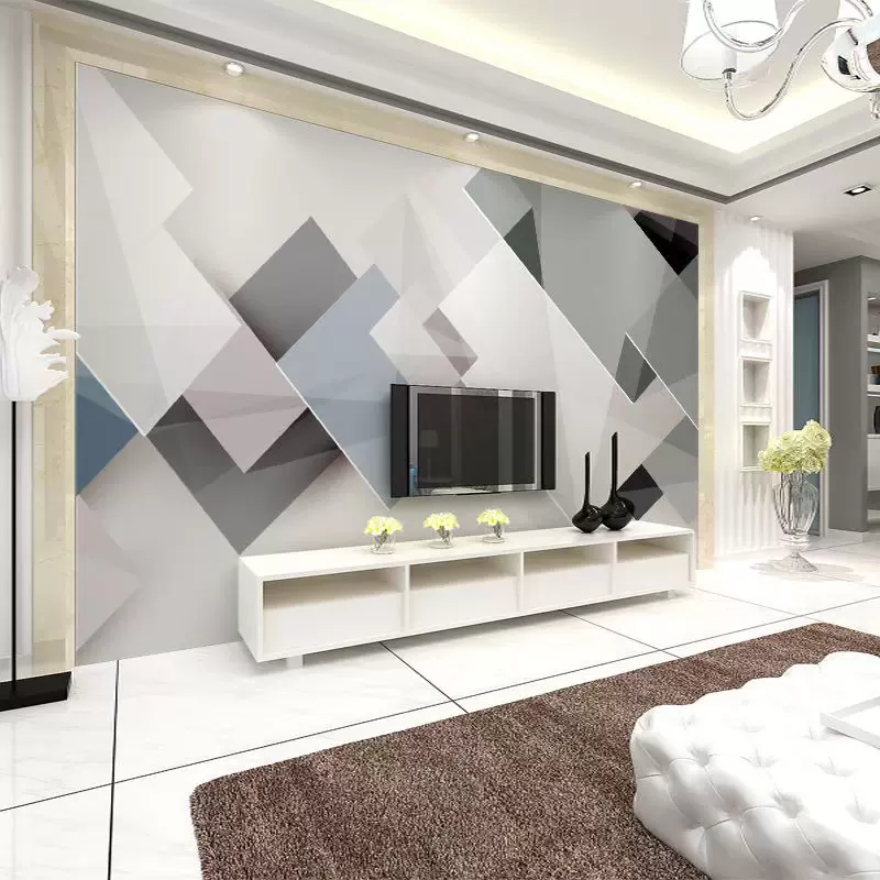 8d立体个性几何视背景墙壁纸现代简约家用客厅影视墙布装饰