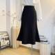 Black fishtail skirt mid-length skirt for women 2025 spring and summer new high-waisted A-line hip-wrapped skirt to make them look slim and elegant