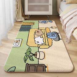 Bedside Rug, Bedroom Carpet, Striped Puppy Cartoon Long Strip, Cute, Comfortable, Soft, Faux Cashmere Bay Window Rug, Non-Slip