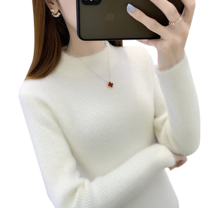 
Thick, soft and skin-friendly furry mink velvet sweater for women in autumn and winter, fashionable inner layer, slim knitted bottoming shirt top