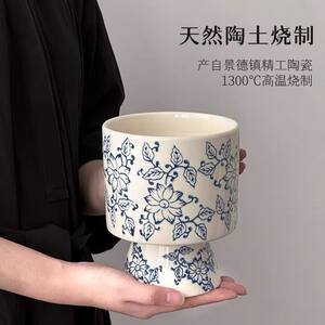 Chinese style classical blue and white porcelain pattern ceramic flowerpot Phalaenopsis orchid tiger orchid home desktop universal green plant pot