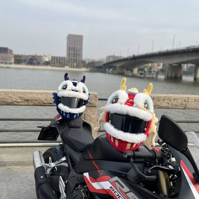 Awakening Lion Motorcycle Helmet Cover Year of the Dragon Limited Helmet Cover Faucet Warm Plush Cute Chinese New Year Helmet Cover