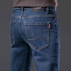 
Guangzhou Xintang Town Jeans Men's Autumn and Winter 2023 New Men's Velvet Popular Straight Leg Loose Stretch Pants