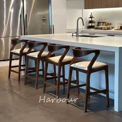 Nordic Retro Bar Chair, Light Luxury High-Back Stool, Ash Wood Solid Wood Bar Stool, Coffee Shop High Bar Stool