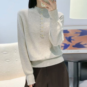 
Lace half access control half turtleneck sequined sweater for women winter new style bright silk high-end knitted bottoming shirt versatile top