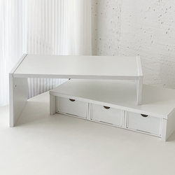 Short Style, Two-Layer Elevated Bookshelf Desktop Storage Box, Student Dormitory Desk Monitor Riser Shelf