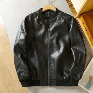 
Cabinet 499! High-end washing PU leather! Foreign trade men's autumn and winter fashion windproof waterproof baseball collar leather jacket