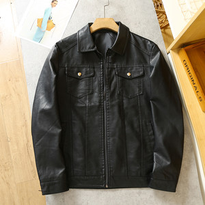 Cabinet 600+! Workers' motorcycle style! Foreign trade men's autumn and winter fashion casual handsome water washing PU Pippi jacket
