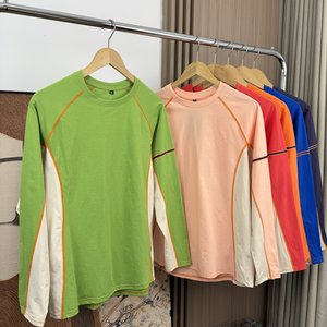 
Same style for men and women! Moisture wicking! Foreign trade men's spring and summer outdoor commuting contrasting color sports and leisure long-sleeved T-shirts