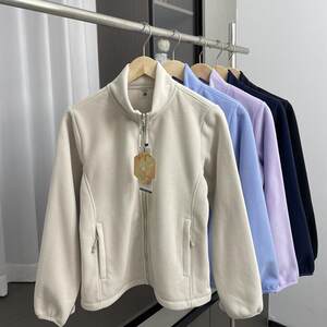 
Huge warm! Popular couple style! Autumn and winter women's foreign trade double-sided fleece thickened warm stand collar jacket trend