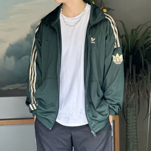 
Adidas Clover Jacket Men's New Windproof Green Loose Casual Stand Collar Jacket Genuine JL8400