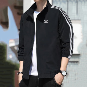 
Adidas clover loose jacket men's autumn new stand-up collar three-stripe jacket casual authentic sportswear
