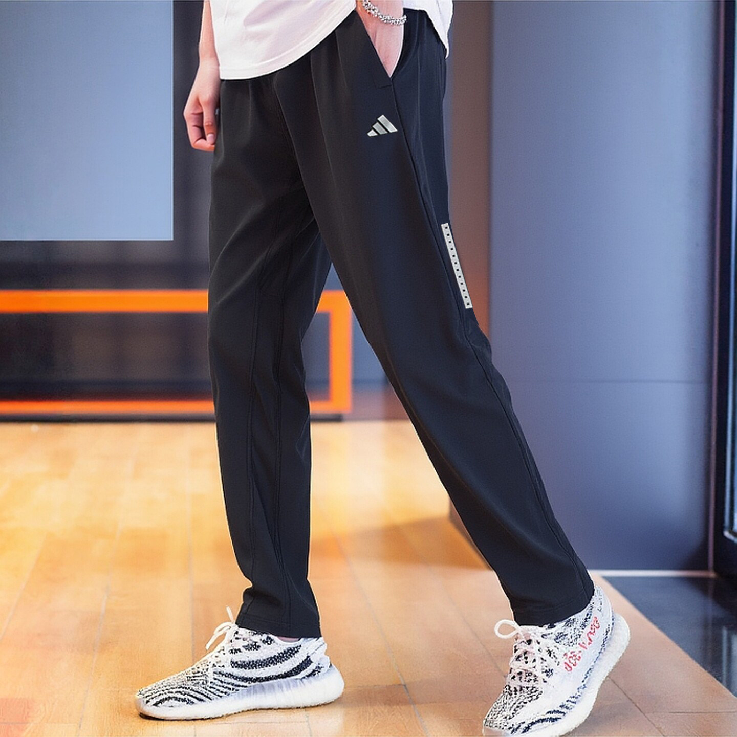Adidas тонкие брюки мужские летние новые тканые быстросохнущие брюки для бега спортивные брюки для фитнеса мужские брюки