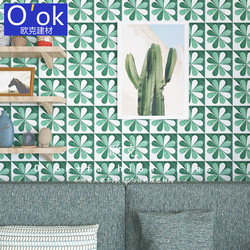 European-Style Retro Green Small Floral Tiles 200 Kitchen and Bathroom Wall Tiles Living Room Balcony Garden Non-Slip Floor Tiles Homestay Background Tiles
