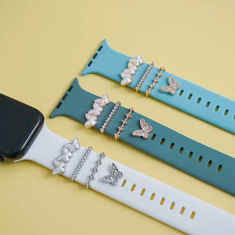 蝴蝶造型applewatch手表表带装饰环锌合金装饰扣苹果智能手表装饰