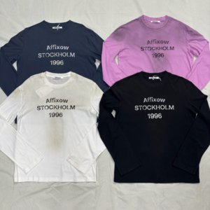 affixow AC style summer 1996 digital thin long-sleeved men's and women's T-shirt couples style trendy linen 85% cotton 15%