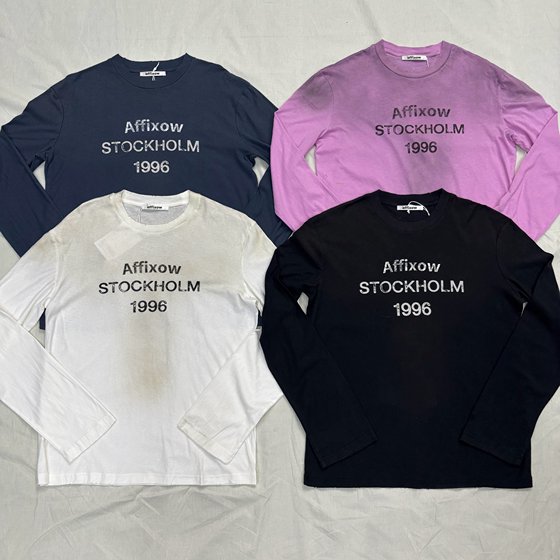affixow AC style summer 1996 digital thin long-sleeved men's and women's T-shirt couples style trendy linen 85% cotton 15%