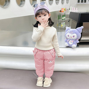 
2026 New Winter Girls Fashionable Warm Cute Cartoon Down Pants Fashionable and Versatile Winter Clothes