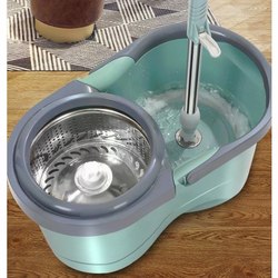 Thickened Mop Bucket with Wheels, Dual-Drive, Rotating Stainless Steel Spin-Dry Mop, Household Mop, Hands-Free Washing, Dual-Use for Dry and Wet