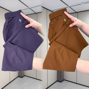 Ice silk quick-drying casual pants for women in summer new cropped pants slimming straight pants thin harem pants breathable cool pants