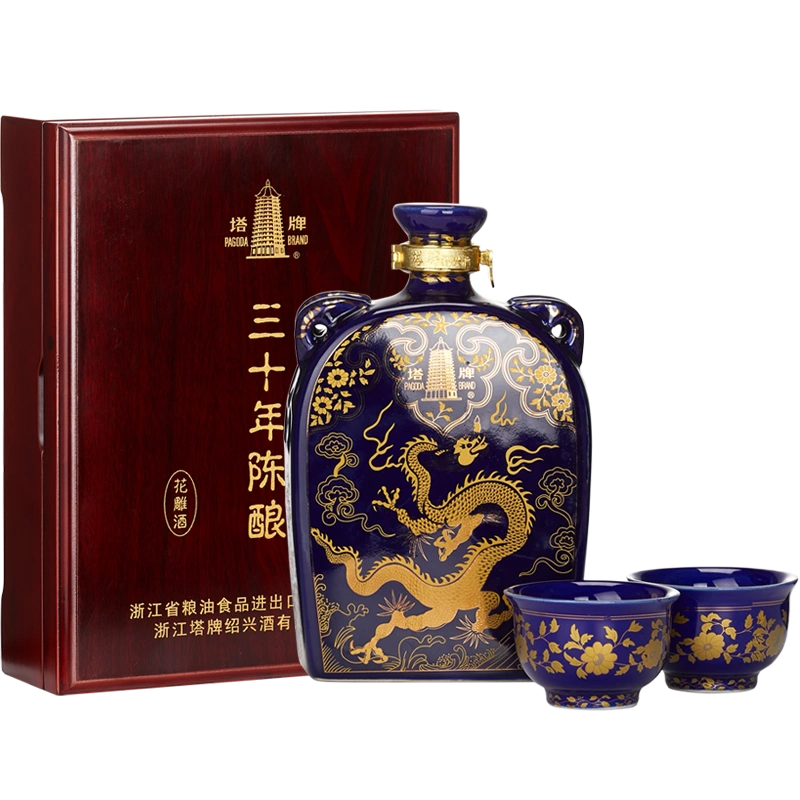 塔牌黃酒元代扁壺三十年陳花雕酒680ml*1禮盒加飯酒正宗紹興黃酒-Taobao