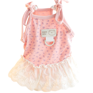 
Dog clothes spring and summer thin cat princess dress floral pit strips can lead small dogs Teddy pet 5773