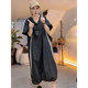Extra large size 300Jin [Jin equals 0.5 kg] Fashionable casual loose dress for women in summer lazy style V-neck short-sleeved T-shirt mid-length skirt trendy