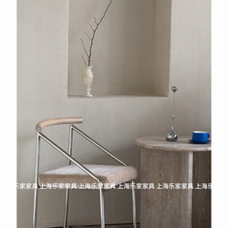 Nordic retro stainless steel dining chair internet celebrity ins style modern minimalist designer restaurant cafe solid wood chair