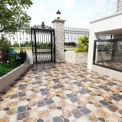 Antique-Style Brick 400X400 Cobblestone Garden Outdoor Non-Slip Tiles for Terrace, Balcony, Yard, and Courtyard Flooring
