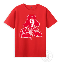Red Classic 60S and 70S Nostalgic Style Short-Sleeved T-Shirt for Primary and Secondary School Students in the Style of Lei Feng, Extra Large Size 6XL, Available in Children's Sizes