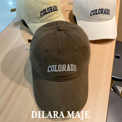 Dilara Maje Hat Men And Women Autumn And Winter Couple Wide Brim Peaked Cap Ins Letter Embroidery Casual Baseball Cap
