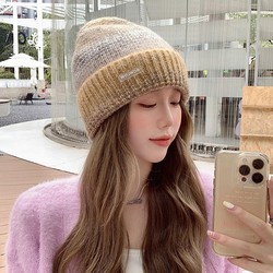 Hong Kong Purchasing Hats For Women In Autumn And Winter Knitted Hats Large Hat Girth Thickened Cycling Warm Gradient Wool Cold Hat Trend